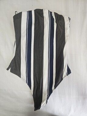 Vertical Stripe Strapples Bodysuit in Green, White & Navy